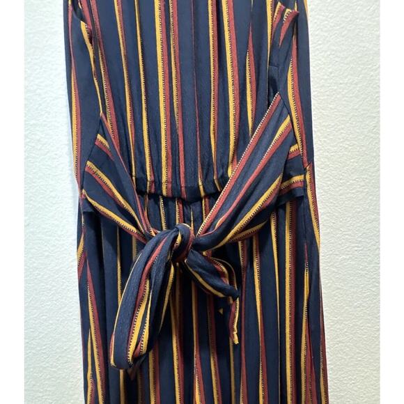 Plenty By Tracy Reese Size XS Navy Striped Wide Leg Jumpsuit Anthropologie Tie - Picture 6 of 9